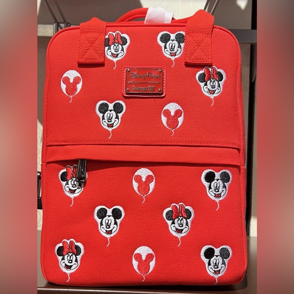 Disney Parks Mickey and Minnie Balloons Canvas Loungefly Backpack NEW